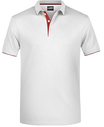 James & Nicholson Herrenpolo Multi Stripe - Klassisches Polo mit Kontraststreifen | Farbe: white/red | Grösse: S