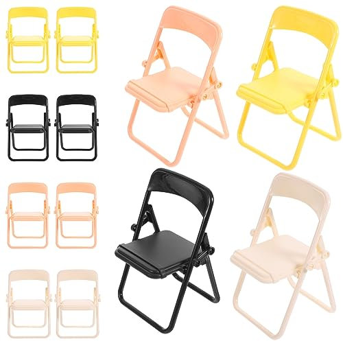 ifundom 12 Pezzi Porta Cellulare Scrivania Mini Sedie Pieghevoli Porta Tablet Pigro Mobili in Piccoli Mobili Per La Simpatico Porta Cellulare Casa Delle Bambole Pp Sedia Decorazioni