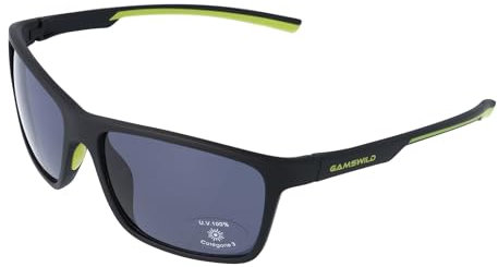Gamswild WS7130 Sonnenbrille Sportbrille Skibrille Fahrradbrille Damen Herren Unisex | weiß | schwarz/grün | aubergine/lila, Farbe: Schwarz