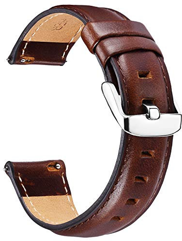 BINLUN Leder Uhrenarmband Schnellverschluss Lederarmband Ersatz Uhrenband für Herren und Damen mit Edelstahl Silber Schnalle in Schwarz Braun Rot 12mm 13mm 14mm 17mm 18mm 19mm 20mm 22mm