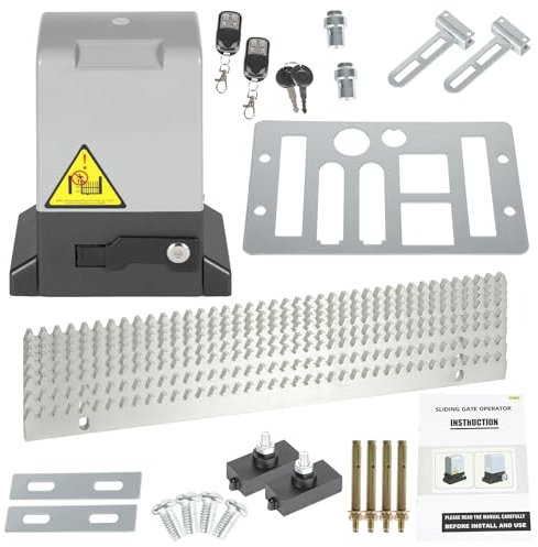 Ansobea Operador de puerta corrediza 370W Abre-puertas de garaje con 2 controles remotos hasta 800kg Abre-puertas corredizas eléctrico con función de cierre automático para hotel, fábrica