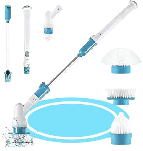 Dekohome - Cepillo de Limpieza eléctrico para hogar, Cocina, baño, Coche, Azulejos, Platos, Ventanas, Fregadora Giratoria Eléctrico con Mango Extensible y 3 Cepillos