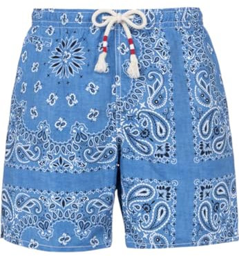 Saint Barth Mc2 Costume da Bagno Short Motivo Bandanna Round den Caprese CAP0001 Blu Chiaro Blu