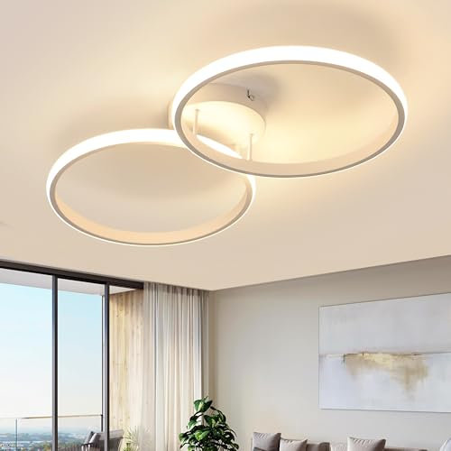 Toolight Deckenlampe LED, 36W 4050LM Deckenleuchte Modern Design Schlafzimmerlampe, Weiß Küchenlampe 3000K Warmweiß, LED Lampe Decke für Schlafzimmer Wohnzimmer Küche Flur, 54CM