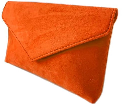 LeahWard Women's Faux Suede Leather Clutch Bag, Clutch Bag For Wedding, Party Evening Purse Handbags For Prom (Orange)
