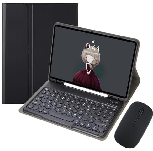MG REAL Nero, Custodia con Tastiera per Samsung Galaxy Tab A7 10.4'' 2020 (SM-T500/T505), Staccabile Magnetica Bluetooth Tastiera con Portapenne