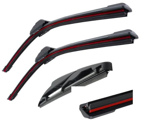 Escobillas de limpiaparabrisas para Peugeot 307 2005-2007, escobillas de limpiaparabrisas delanteras y traseras de goma doble, escobillas de limpiaparabrisas Hatchback 28''+26''+14''