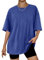 AirMood Womens Oversized Loose Fit T Shirts Tops Summer Short Sleeve Oversize Tee Tshirt (Dark Blue,L)