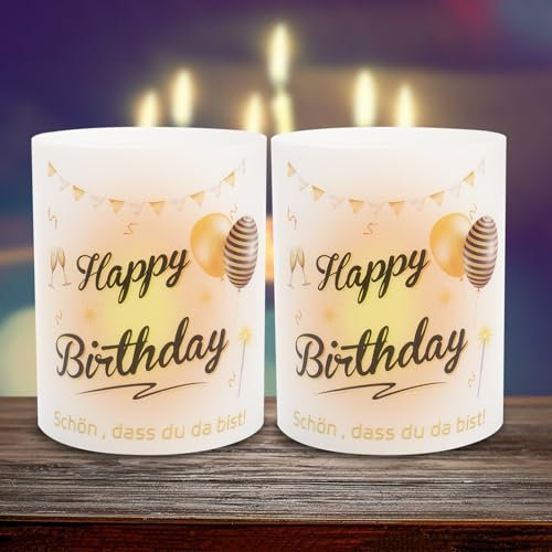 Windlicht Tischdeko, 12 Stück Tischdeko Geburtstag, Happy Birthday Deko, Geburtstagsdeko Frau Mann Mädchen Junge Kinder Birthday Party, Lichthülle für Teelichter oder Kerzen