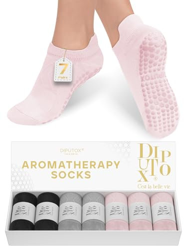 7 Paare Pilates Socken,Yoga Socken & Stoppersocken für Damen Herren,Anti rutsch Antirutschsocken mit Noppen & Duft,Yogasocken Ideal für Geschenk,Reformer,Ballett,Barfuss,Tanz,Fitness, Reha,35-42