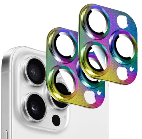 Kucheed 2PCS Camera Lens Protector for iPhone 13 Pro/iPhone 13 Pro Max, One-Piece Metal Aluminum with 3D Texture Designed Decoration, Anti-Scratch Full Protection Back Camera Cover