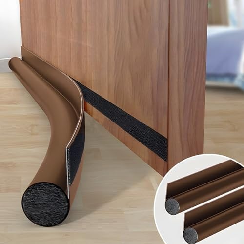 Cotensta 2 Pezzi 96cm Marrone Paraspifferi per Porte, Paraspifferi Sotto la Porta, Isolamento Guarnizione Porta, Previene Spifferi e Infiltrazioni di Polvere, Acqua, Luce, (brown)