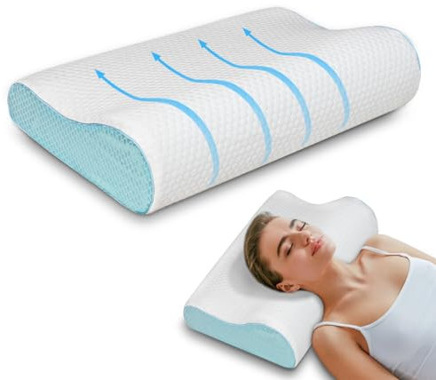 Enighs Cervical Memory Foam Pillow for Neck Relief, Memory Foam Anti-Snore Pillows
