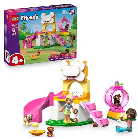 LEGO Friends Il Parco Giochi dei Cuccioli per Bambine da 4 Anni in su - Include un Parco con Scivolo Giocattolo, 2 Mini Bamboline e 3 Figure di Animali Domestici - Idea Regalo Creativa - 42665