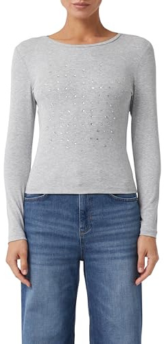 Comma Langarmshirt aus Jersey mit Schmucksteinen