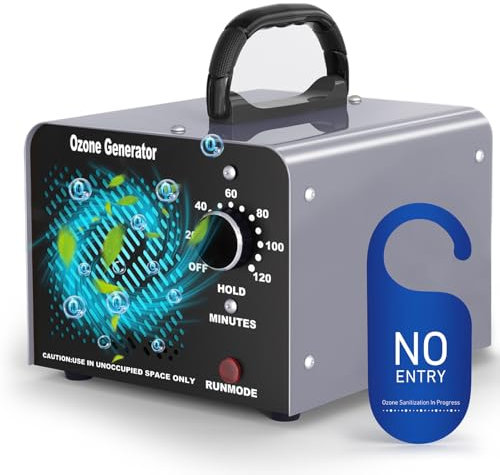 Generatore di Ozono 60000 mg/h, Fwiull Ozonizzatore Portatile per Abitazioni e Auto, Purificatore d'aria all'Ozono O3, Ozonizzatore Industriale Timer da 120 Minuti per Odori di Animali Domestici