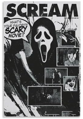 PANTTING Scream Horror-Film-Poster, ästhetischer Leinwand-Kunstdruck, Heimdekoration für Schlafzimmer, Wohnzimmer, 20 x 30 cm, ungerahmter Stil