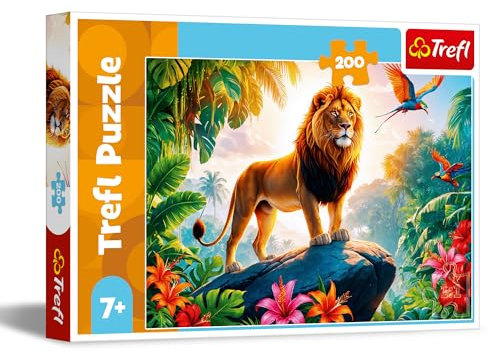 Trefl - König des Dschungels - Puzzle 200 Teile - Buntes Puzzle mit Tieren, für Kinder ab 7 Jahren