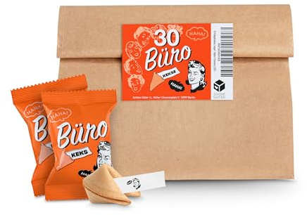 Glückskekse Büro 30er Tüte als Geschenk Kollegen Glücks Kekse mit ironischen, scherzhaften und bürotypischen Sprüchen als Geschenk für Arbeitskollegen und Mitarbeiter | vegan und made in Germany