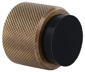 EVI Herrajes | Designer Wall Door Stop - Diamond Knurled - 28x28mm - Brass Leather - Adhesive and Screw Mounting