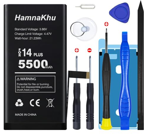 5500mAh (New Upgrade) Super Capacity Battery Compatible with iPhone 14 Plus, 0 Cycle Li-Polymer Replacement Battery for iPhone 14 Plus, with Professional Repair Tool Kit
