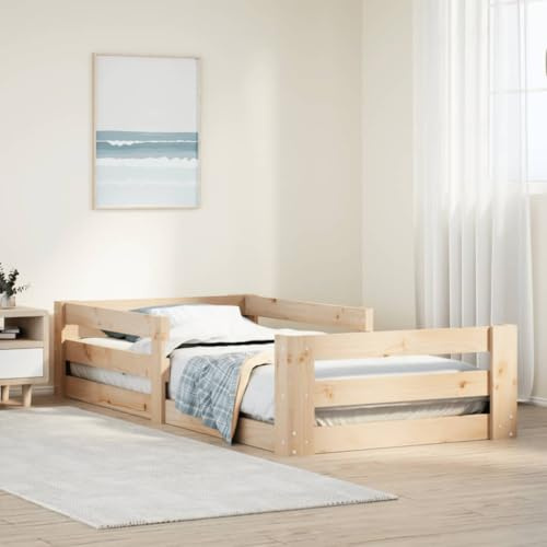 LoogCape Massivholzbett 80x200 cm aus Kiefernholz, unbehandelt, Stabiler Bettrahmen für Schlafzimmer, langlebige Möbel mit Lattenrost, skandinavisches Design