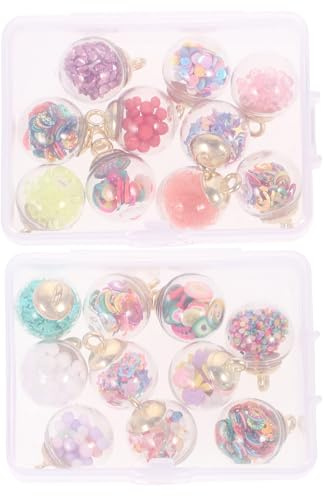 TOVINANNA 20 Stück Glaskugel Anhänger aus Bruchfestem Glas mit Öse für Selbstgemacht Schmuck Halsketten Armbänder und Schlüsselanhänger Transparent