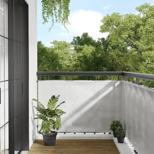 Mokuyary Balkon-Sichtschutz Hellgrau 90x300 cm 100% Polyester-Oxford Balkonverkleidung Balkonabdeckung, Blickdichte Windschutz für Garten, Terrasse, Außende