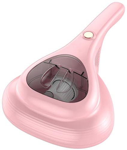 Funabridge Bettstaubsauger, Kabelloser Handstaubsauger mit 10 kPa Absaugung, 8.000 Schläge pro Minute, UV-C Licht, True HEPA Filtration, Tragbarer Staubentferner für Zuhause, Rosa