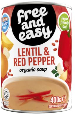 Free & Easy - Organic Lentil & Red Pepper Soup, 6 x 400g
