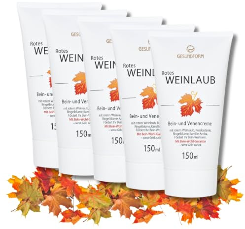 GESUNDFORM Bein- und Venencreme mit Weinlaub & Roßkastanie, 5x150ml