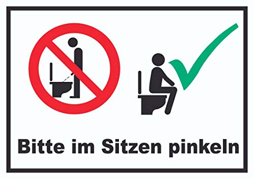 HB-Druck Bitte im Sitzen pinkeln Schild A5 Rückseite selbstklebend