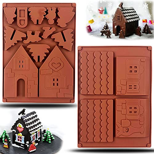 inherited 2 pcs Gingerbread Chocolate Casa Molde, Casa de Pan de Jengibre de Navidad Molde de Pastel de Chocolate de Silicona DIY Galletas Herramientas de La Hornada
