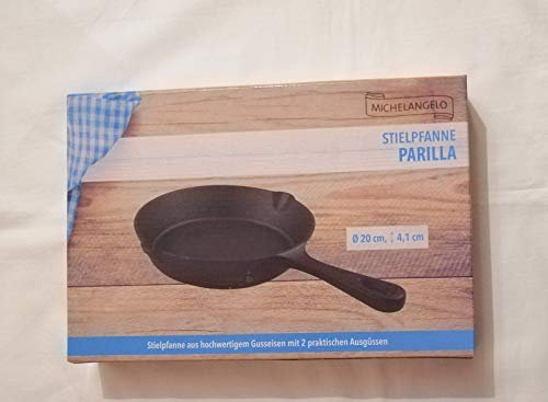 Michelangelo Stielpfanne Parilla 20 cm Durchmesser und 4,1 cm hoch mit 2 praktischen Ausgüssen