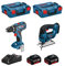 BOSCH Kit 18V BSK182M2F (Taladro Atornillador GSR 18V-28 + Sierra de Calar GST 18V-LI B + 2 Baterías de 4,0 Ah + Cargador + 2 x L-Boxx 136)
