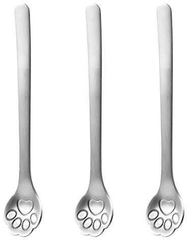 HEMOTON Edelstahl Kaffeelöffel Katzenpfote 3Er Set Süßer Pfoten Löffel Für Kaffee Tee Dessert Und Haushalt