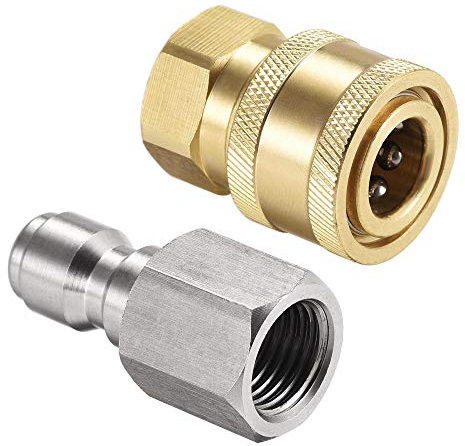sourcing map Garden Hose Brass Quick Connectors Set Fittings G1/4 Female Thread Water Hose Connectors Pressure Washer Adapter Quick Disconnect Kit