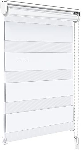 VOUNOT Doppelrollo klemmfix ohne Bohren, Duo Rollo Klemmrollo für Fenster und Tür, lichtdurchlässig & verdunkelnd Fensterrollo, 80x150cm, Weiß