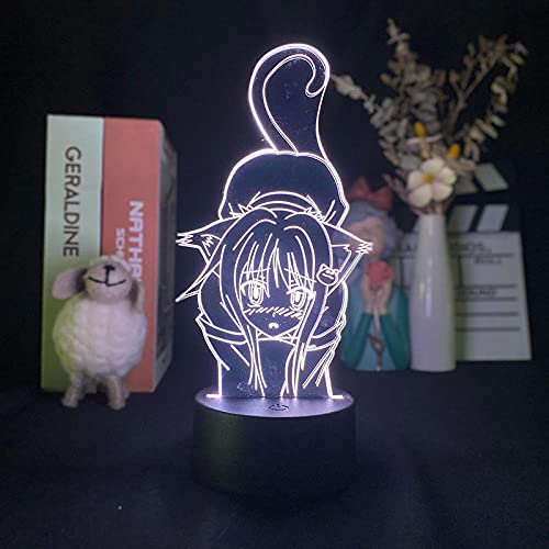 Anime 3D Illusion Lampe DXD Shirone Toujou RGB Bunte LED Nachtlicht Kid Room Decor Atmosphäre Licht Weihnachten oder Geburtstagsgeschenk-16 Farbe mit Fernbedienung