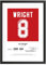 Man of the Match Football Ian Wright Arsenal #8 Legend Stats Print (A4)