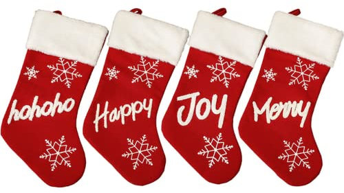 Bokerom 4 x 45,7 cm große Weihnachtsstrümpfe, personalisierbar, besticktes Geschenk mit Namen für Familie, Kamin, Party-Dekoration