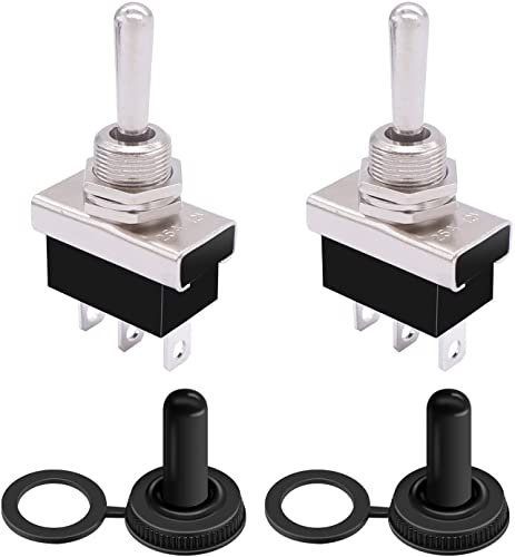 mxuteuk 2Pcs Interruttore a levetta momentaneo 12V 25A SPDT (ON)/OFF/(ON) Interruttore a 3 pin 3 posizioni con copertura impermeabile per auto IT-KN3D-123