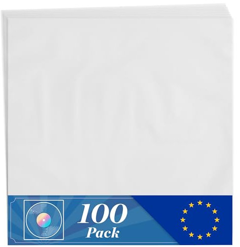 Claev 100 Clear Inner Record Sleeves - 12 x 12 inch, Square - Archival Quality Plastic Inner Sleeves for 12 LP Vinyl Records Protection