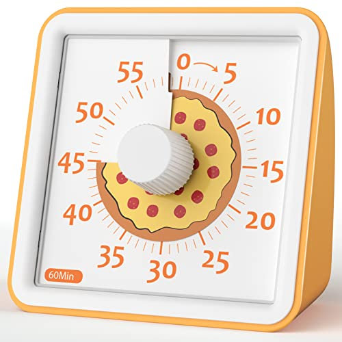 LIORQUE Minuteur Visuel, 60 Minutes Chronometre et Compte à Rebours pour Enfants et Adultes, Silencieux Outil de Gestion du Temps pour Cuisine, Salle de Classe, Réunions (Orange)