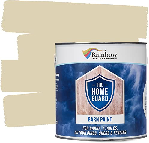 Rainbow Chalk Markers Home Guard Barn & Fence Paint, 2.5 L, Cream | Hard-Wearing & Durable, Water Repellent & Weatherproof Exterior Paint for Wood, Fence, Metal & Masonry, Anti-Mould Formula