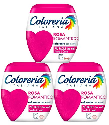 Grey Coloreria Italiana Colorant pour tissus pour machine à laver, couleur rose romantique, éclate ou change la couleur des vêtements - 3 paquets unidoses
