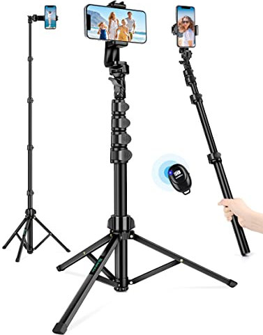 Nineigh 71 Tripod for iPhone, Phone Tripod Selfie Stick with Remote, Cell Phone Tripods & Tall Travel Tripods for Recording Video Selfies Photo, Compatible with iPhone 16 15 14 Pro Max 13 Android