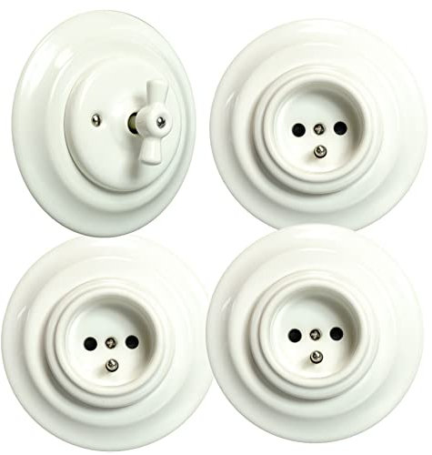 1 Interruttori in Porcellana e 3 Presa in Ceramica con Terra, Child Protection System