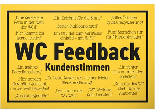 DankeDir! Feedback Kundenstimmen - 30 x 20 cm Schild - lustig Toilettenschild Toilette Kloschild WC Schild zum aufhängen Klo - Wand Gästetoilette Herren Gäste WC Deko witzig Türschild