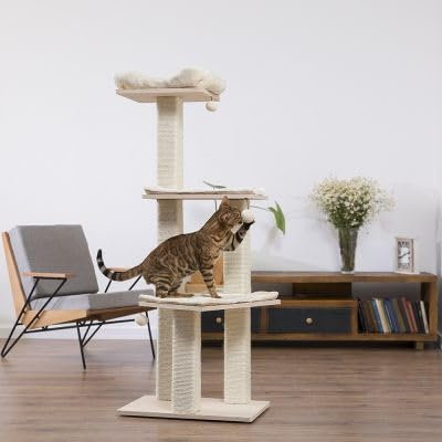 Natural Paradise Orchid Cat Scratching Post with Natural Plywood Platforms Cream (L)